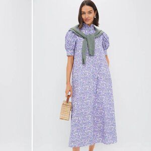 Hyacinth House Purple Poppies Ruffle Collar Louisa Maxi Dress